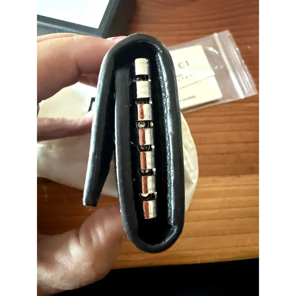 Gucci Black GG Canvas Key & Card Holder with Red Web Stripe full inclusion